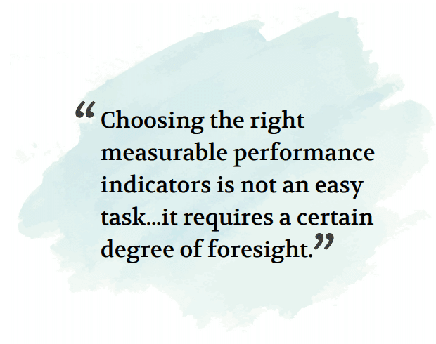Choosing the right measurable performance indicators is not an easy task...it requites a certain degree of foresight.