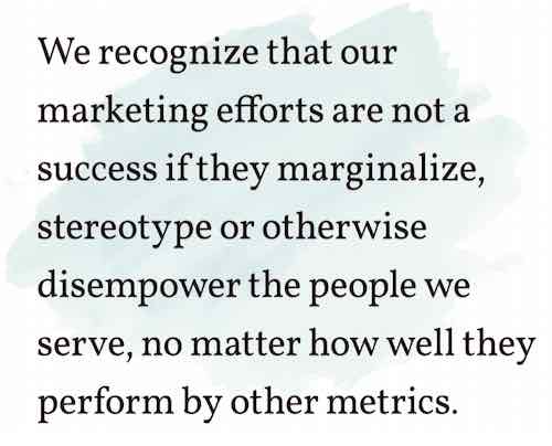 A quote about respecting the people your nonprofit serves in your marketing.