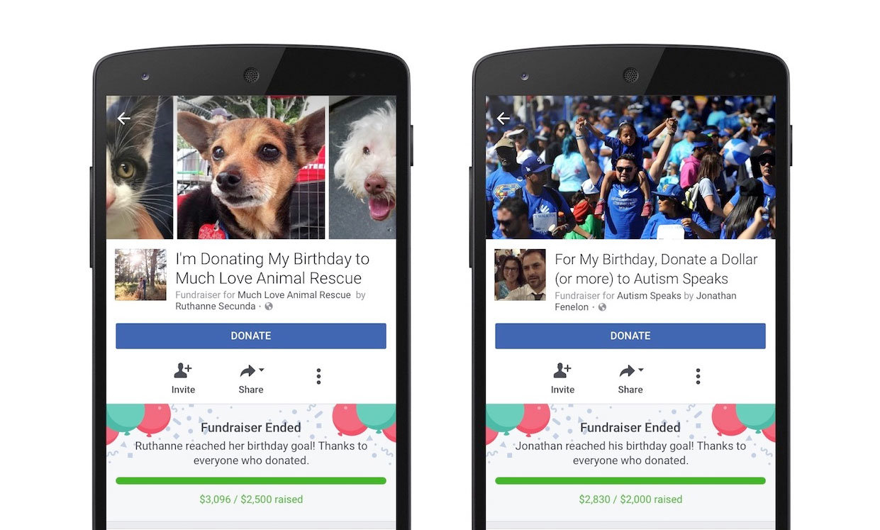 Examples of Facebook birthday campaign for peer-to-peer digital fundraising