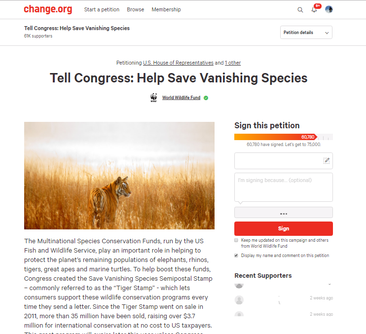 example change.org petition campaign for donor acquisition