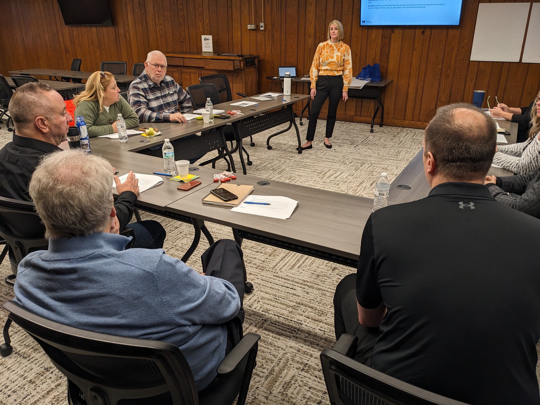 Catholic Charities leaders and council members participating in a strategic planning retreat